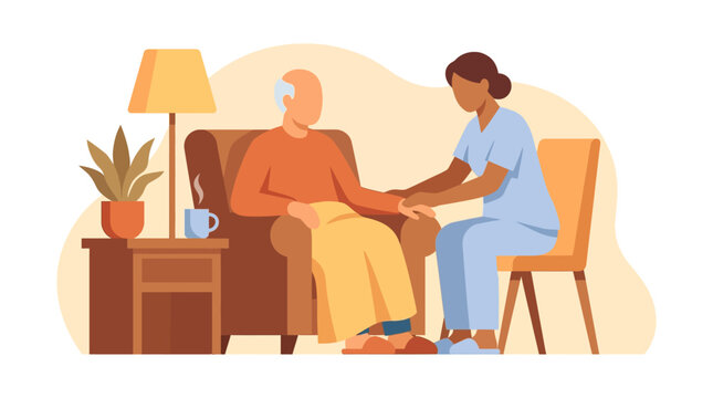 Professional Caregiver Assisting Elderly Man in Home Care Setting