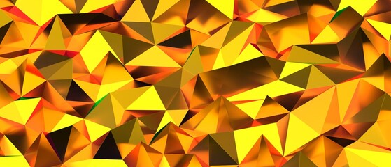 Shiny abstract golden geometric low poly background texture with sharp edges.