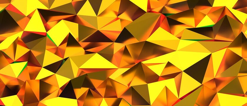 Golden abstract geometric low poly crystal texture background design