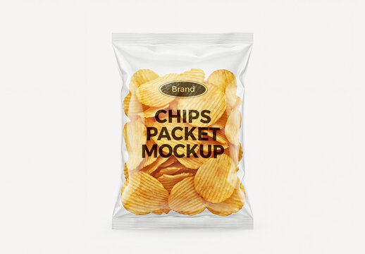 Transparent&nbsp;Potato Chips Packet Mockup on White Background