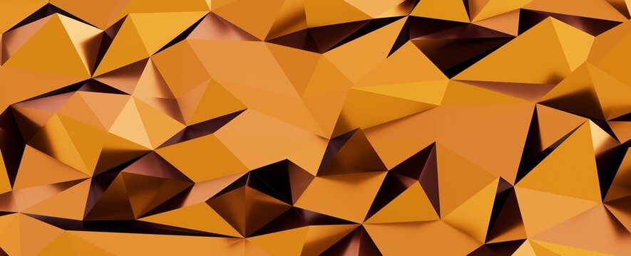 Modern abstract background with orange and brown geometric polygons, creating a dynamic low poly tex