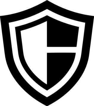 Double layered security shield with dividing line icon vector design