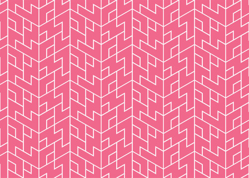 The geometric pattern with lines. Seamless vector background. White and pink texture. Graphic modern pattern. Simple lattice graphic design