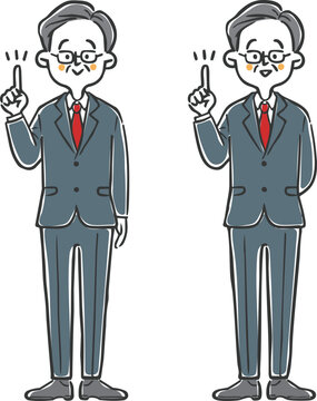 指差しをする社長　全身　ベクター