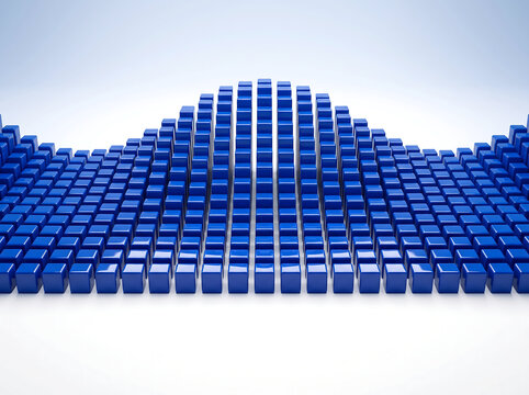 3D blue cube wave mesh technology background