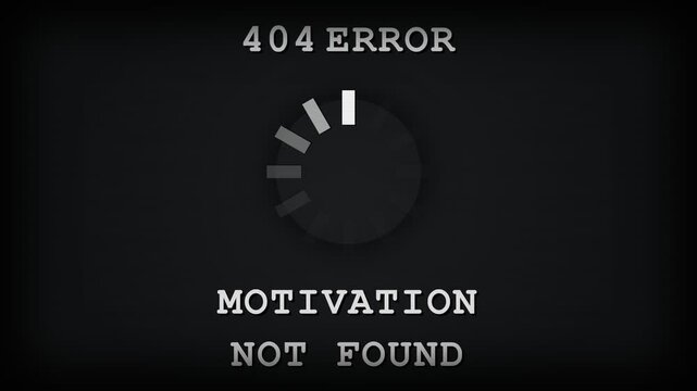 404 Error Motivation Not Found Animation with Retro Loading Icon and Scanline Background