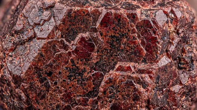 Raw Red Garnet Crystal Mineral Specimen Close-Up