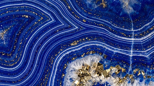 Blue Agate Geode Texture with Gold Pyrite Inclusions