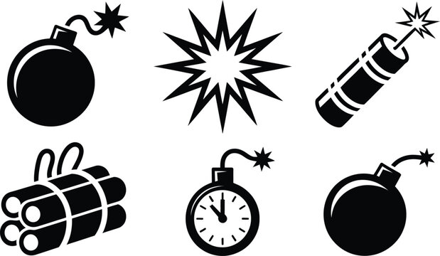 Bomb and dynamite explosive icons vector illustration