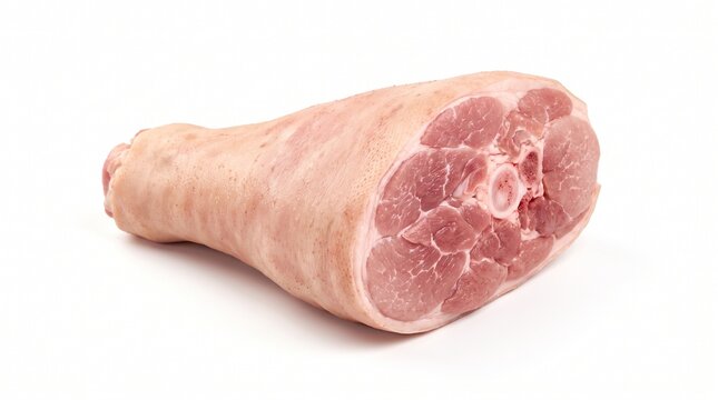 Single Raw Pork Leg (Shank/Hock) with Skin Isolated on White