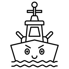 Obraz premium Proud Battleship Outline Linear Style Icon