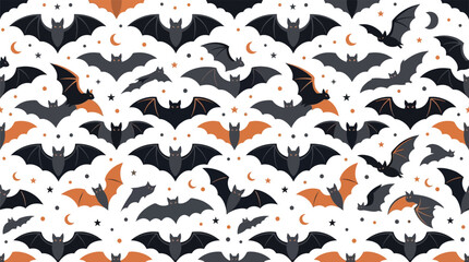 Fototapeta premium Seamless pattern with hand drawn watercolor bats on a white background for halloween themed decorations and textiles