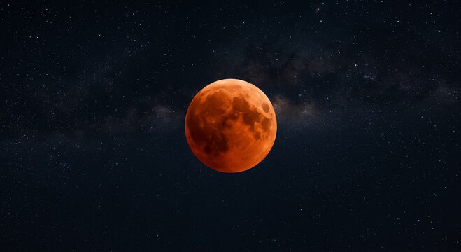 Luna de sangre durante un eclipse lunar total