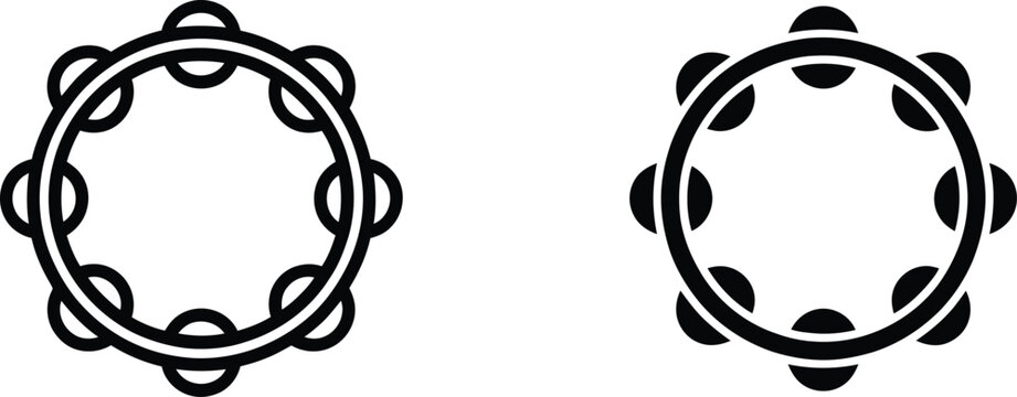 Round tambourine percussion instrument vector illustration