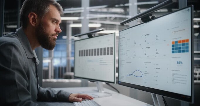 Focused Engineer Oversees Massive Server Facility, Detects Critical Temperature Problem, and Takes Corrective Action While Maintaining Reliable Data Center Performance and Service Continuity.