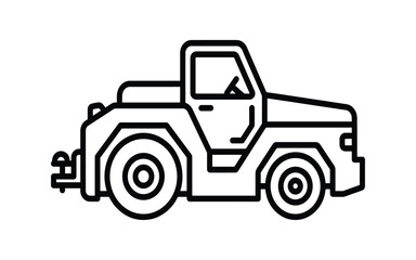 Fototapeta premium Line art tractor illustration on a white background depicts agricultural machinery