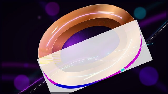 Abstract 3d torus ring shape with futuristic glowing lights and dark background