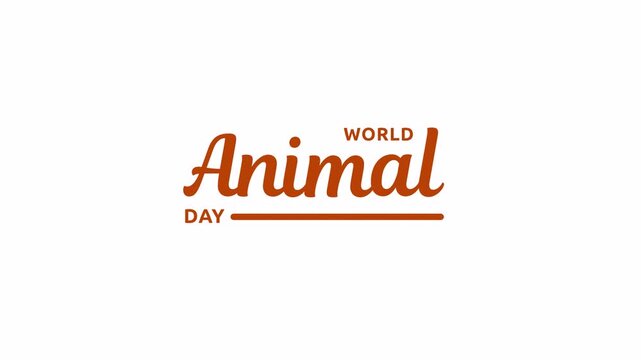 World Animal Day text animation in 3 clips on a white background alpha channel. Animated text with transparent background. Great for awareness nature, presentation and animal promotion
