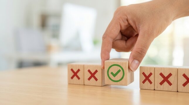 Business concept of do and don't using positive green tick and negative red cross symbols.