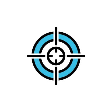 Blue target icon for business goals and strategy