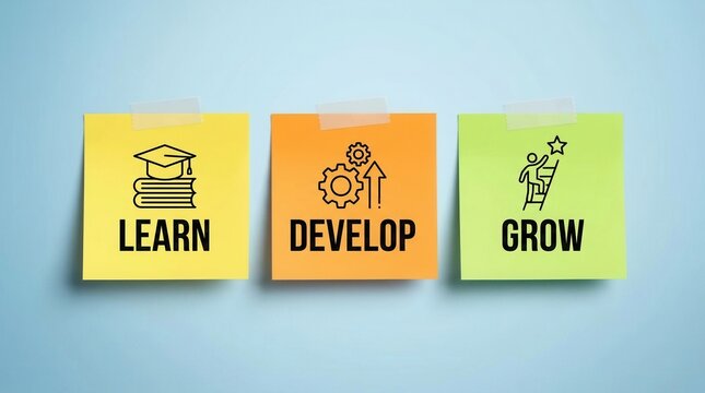 CPD Continuing Professional Development framework showing learn, develop, and grow stages.