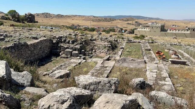 Ruins at Hattusha, the ancient capital of the Hittites. 4K video. Boğazkale, &Ccedil;orum, Turkey.