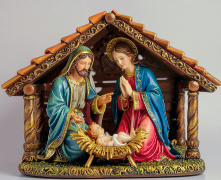 Nativity scene depicting jesus, mary, and joseph