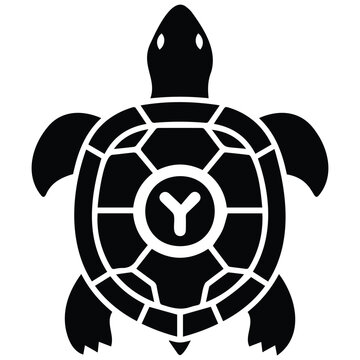 Sea turtle shell with y monogram silhouette vector illustration for logo design template.