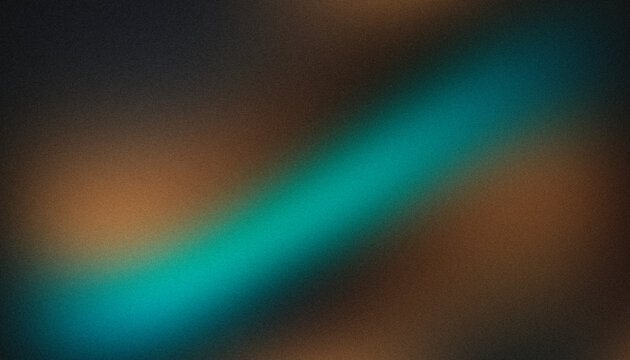 Abstract gradient background panoramic dark style with glowing turquoise diagonal light beam, deep moody tones and fine film grain texture