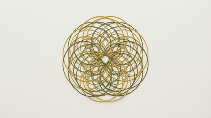 Obraz premium Abstract geometric pattern of overlapping circles in yellow and green