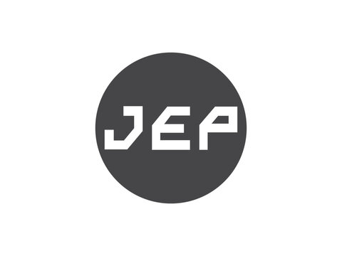 Circular emblem with letters grayscale vector illustration on white background