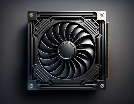 a computer cooling fan in a square frame black color designed for airflow and temperature regulation inside electronic devices