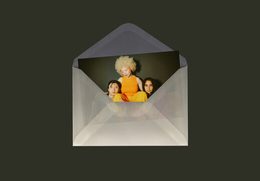 Transparent Envelope with Photo Mockup