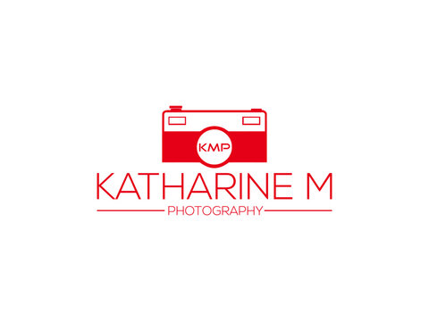 Red camera pictogram with initials a logo for photography services