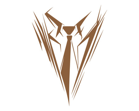 Stylish Business Suit and Tie Vector Illustration Elegant Formal Fashion Logo Design.