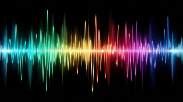 3D render of a wireless signal spectrum with electromagnetic wave field.