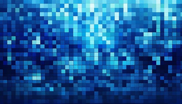 geometric blue mosaic pixel gradient modern background with dissolving blue pixels creating a dynamic digital effect