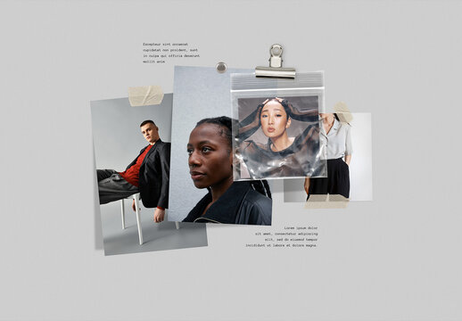 Photo Collage Mockup with Clear Plastic Sleeve