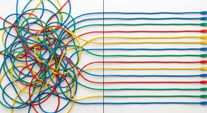 Tangled Network Cables Untangled Demonstrating Order and Efficient Solutions