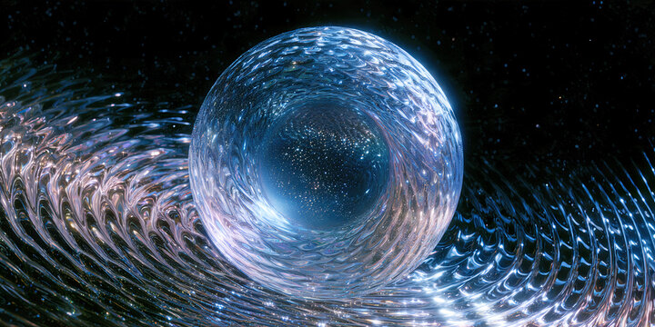 The Vortex That Bends In Cosmic Luminance As Swirling Light Curves Around A Deep Abyss Of Star‑Filled Space, ai generated.
