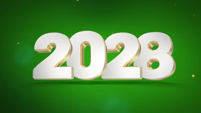 Silver 2028 numbers with gold trim