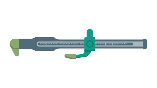 Professional precision sliding caliper tool illustration in flat style for engineering, technical measurement, and industrial design