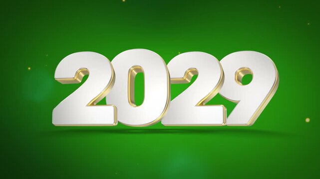 White 2029 numbers with gold trim