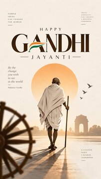 Gandhi Jayanti Social Media Post Instagram Story and Banner Design for Indian Independence Celebration