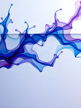 Abstract Blue and Violet Ink Flow Across Transparent Glass