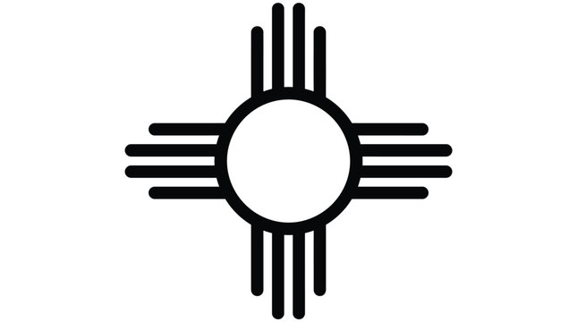 Zia sun symbol featuring bold black lines arranged in a circular formation against a clean and bright white background setting