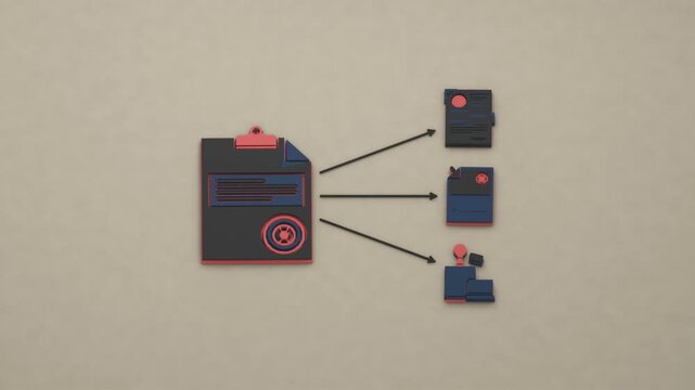 A lien notice triggers court collection with three documented outcomes: garnishment redirects payment, a release certificate closes the file, and the clerk stamps the paperwork. Flat 3D style.