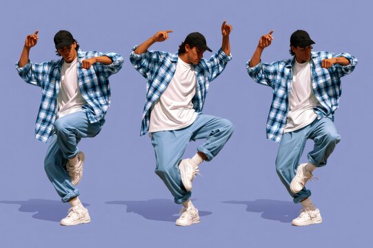 Young man performing breakdance steps with energy