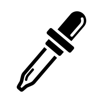 Medical pipette dropper tool silhouette vector icon with laboratory equipment