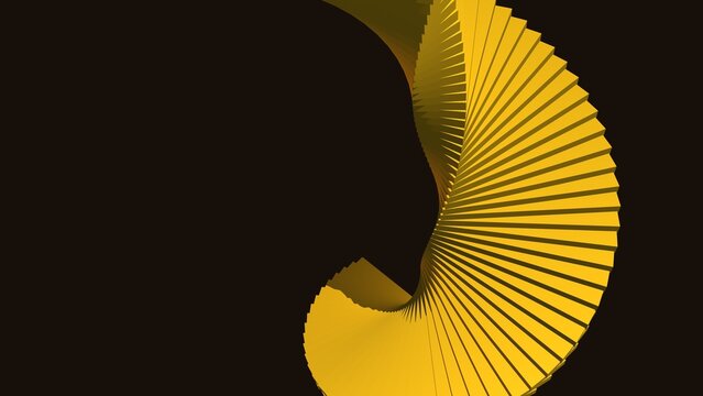 Abstract golden staircase twisting upwards against a deep dark void creating a sense of infinite progression